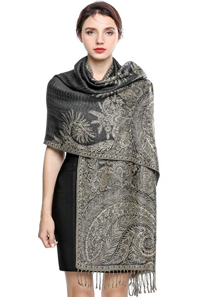 GENERAL Pashmina Scarf for Women Warm Wrap Feel Shawl Paisley Hijab in Rich C...