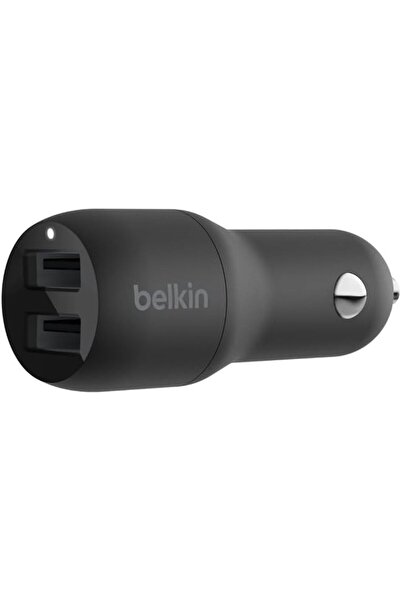 Belkin شاحن سيارة USB مزدوج بقوة 24 واط (شاحن سيارة ثنائي المنفذ مع خاصية الش...
