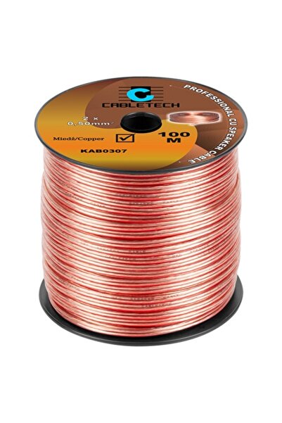 Cabletech Cablu transparent pentru boxe 2x0.5mm² cupru, rolă de 100m