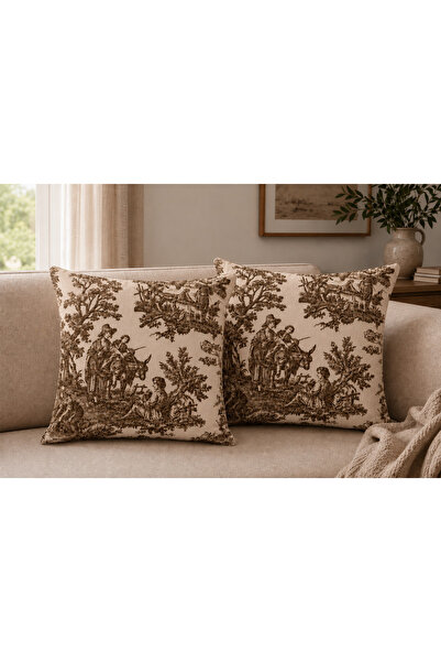Linea Home Duck Fabric French Peasants Patterned Decorative Throw Pillow Cove...