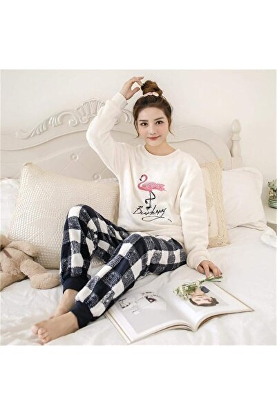 GENERAL Women'S Pajamas Set Winter Thick Warm Flannel Pajamas Set