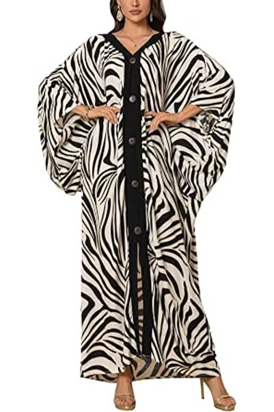GENERAL Women Bohemian Kaftan Maxi Loungewear Nightgown Kimono Oversized Slee...