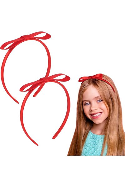 GENERAL 2 Pcs Red Bow Hairband Band, Vintage Headbands Knot Hairband Hair Acc...
