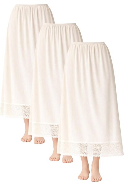 City Rose Fashion 3- Pieces Full Length Soft inner Skirt Silk 100% with Elast...