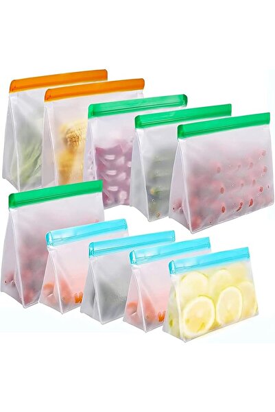 Yuroochii Reusable Freezer Ziplock Bags 10 Pack, Stand Up Reusable Food Stora...