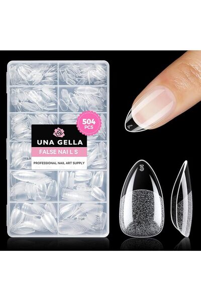 UNA GELLA Nail Tips Square: 504PCS Short Square Nail Tips Pre Etched Gel Fake...