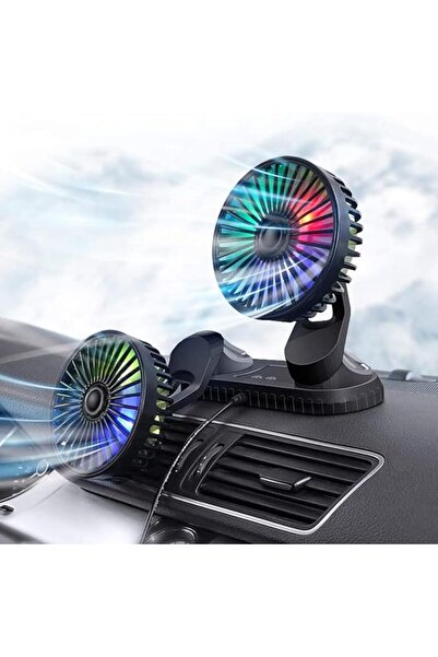 Generic PFG F404D Dual Head USB Car Fan with LED Light, 360° Adjustable Dashb...