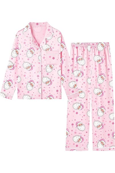 GENERAL Schbbbta Girls Boys Satin Pajamas Set, 2Piece Silk Nightwear Button-D...