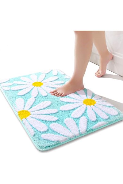 QJHOMO Pink Bathroom Rugs Cute Daisy Bath Mat White and Yellow Flower Decor R...