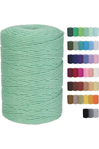GENERAL Macrame Cord 3mm x 328yards Natural Macrame Cotton Rope Colored Macra...