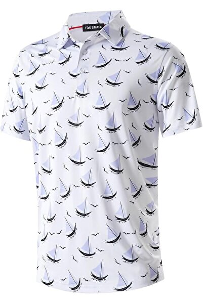 GENERAL Golf Shirts for Men Dry Fit Performance Print Short Sleeve Moisture W...