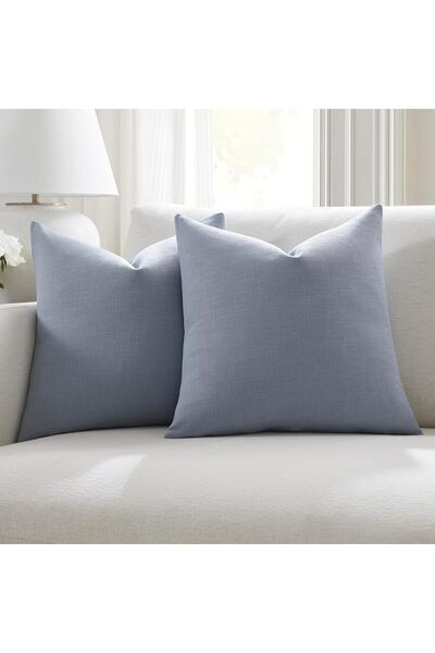 Meekio Set of 2 Dark Sage Pillow Covers 18 x 18 Inch Farmhouse Boho Decorativ...