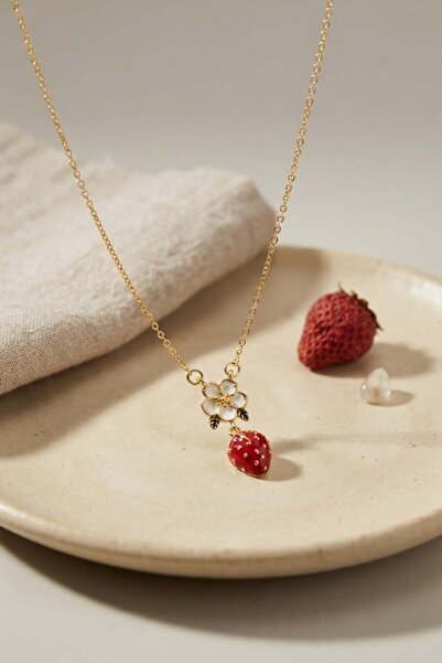 Inure Jewelry 316L Steel Chain Gold Color Strawberry Model Women's Necklace