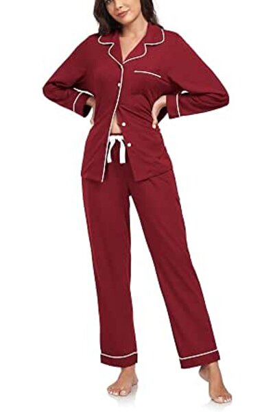 GENERAL COLORFULLEAF Women's 100% Cotton Long Sleeve Pajama Sets Button Down ...
