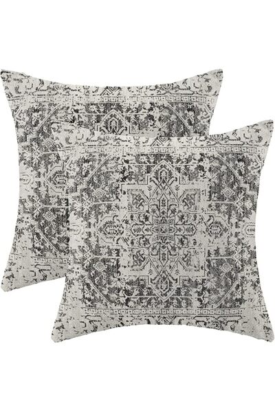 Gohdiwh Boho Pillow Covers 18x18 Set of 2, Blue Yellow Carpet Pattern Decorat...