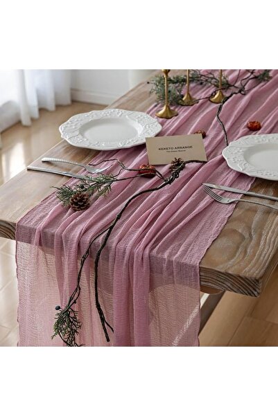 GENERAL Keketo Fall Thanksgiving Table Runner Terracotta Rust Gauze 120 Inch ...