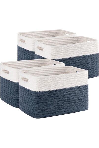 GENERAL 4 Pack Shelf Baskets for Organizing Home - Perfect for Toys, Books, a...