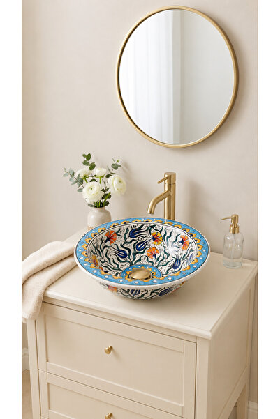 EvaniLife Gerdan Model Sunlit Tulip Serisi El Yapımı Seramik Lavabo Özel Tasa...