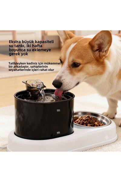 ORVİCA Akıllı Otomatik Kedi Mama Kabı Paslanmaz Çelik Su Pınarı Su Çeşmesi Su Sebili 2Li Set