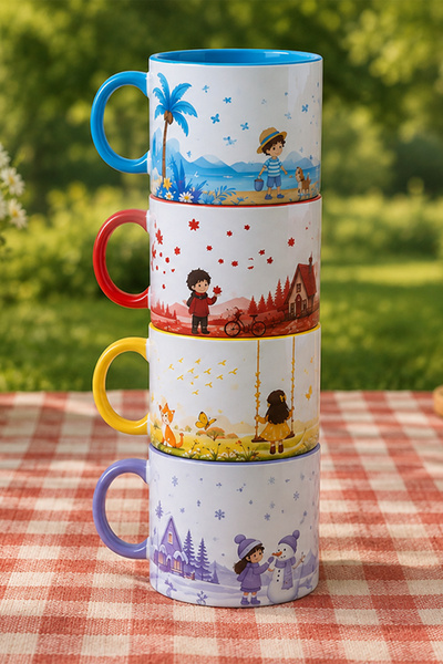 giftkonsept 4-Season Themed Handle and Colorful Interior Spring, Summer, Autu...