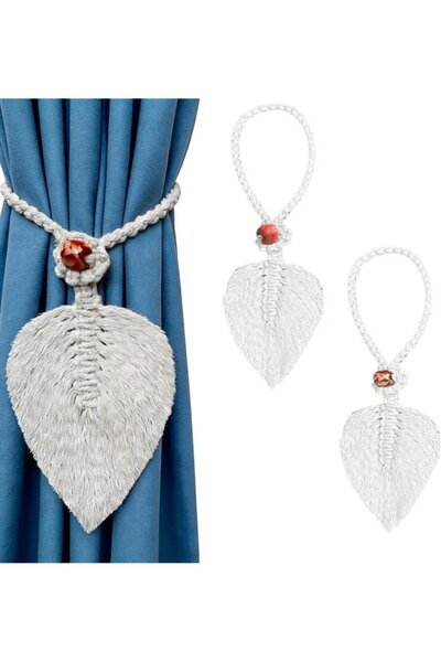 Morvena Picks Set de 2 legături boho pentru perdele, frânghie din bumbac lucr...