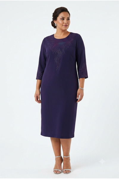 SORALLİNE Women's Plus Size Evening Dress 1124 Grape Color