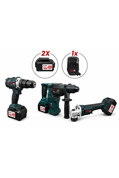 KLPRO PROFESYONEL KÖMÜRSÜZ AKÜLÜ 3'LÜ SET 5.0AH ( HİLTİ - MATKAP - AVUÇ İÇİ T...