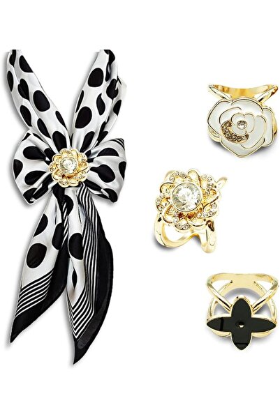 GENERAL 3pcs Fashion Scarf Ring Clip 3 Rings Silk Scarves Clip For Women Shaw...