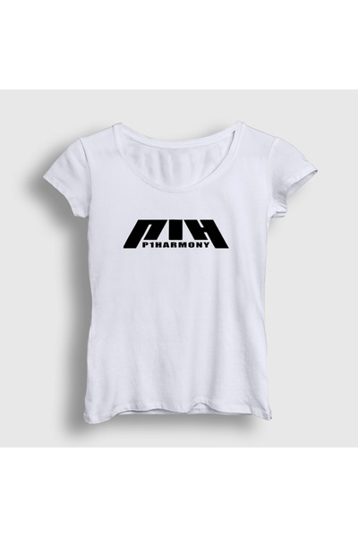 Presmono Women's White Logo K-Pop P1Harmony T-Shirt 620273Tt