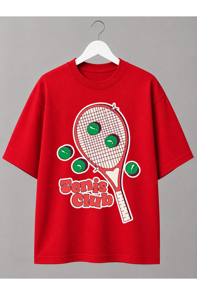 VODEXA Unisex Oversize Tennis Printed T-Shirt 100% Cotton Tennis Themed Comfo...