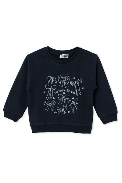 ebebek Hello Baby HelloBaby Kız Bebek Sweatshirt Fiyonk Baskılı Bisiklet Yaka...