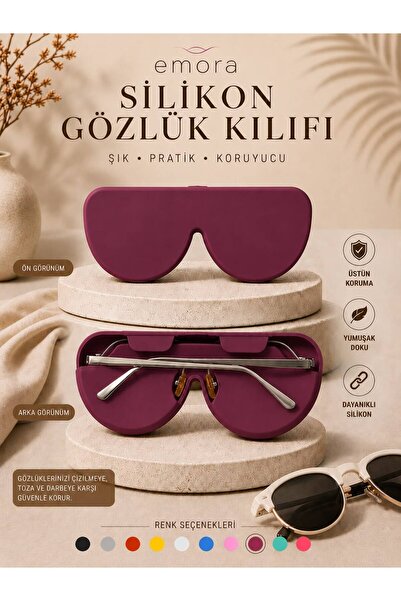 emora life silikon gözlük kılıfı esnek katlanabilir-VİŞNE