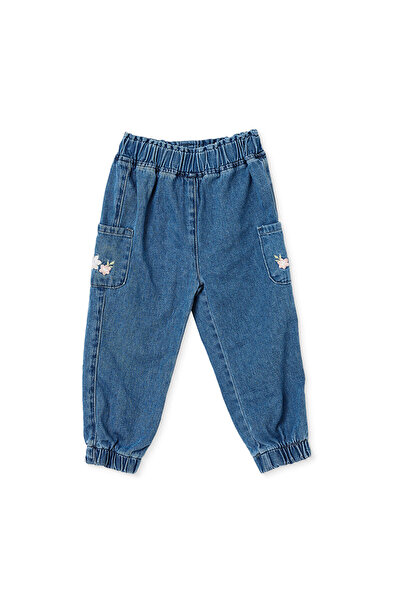 ebebek Hello Baby HelloBaby Kız Bebek Denim Pantolon Çiçek Baskılı Lastikli