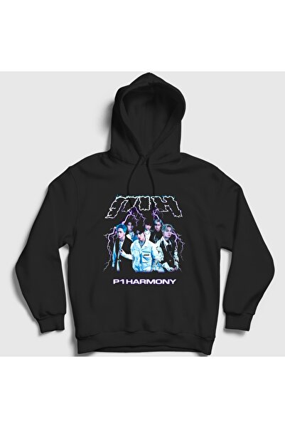 Presmono Unisex Black Killin It K-Pop P1Harmony Hooded Sweatshirt 620195Tt