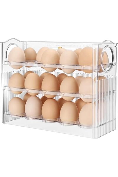 GENERAL Flippable Egg Fridge Organizer - Slim Egg Holder for Refrigerator Doo...