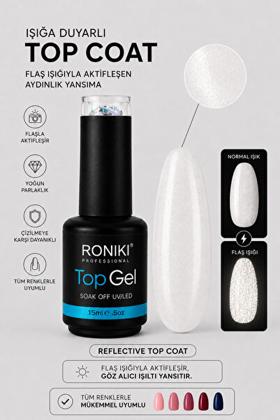 RONIKI Reflective Işığa Duyarlı Disko Top Coat 15ml