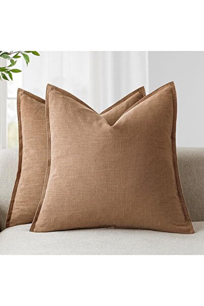 Foindtower Pack of 2, Decorative Linen Soild Throw Pillow Covers Soft Accent ...