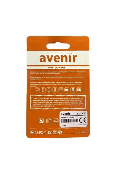 AVENİR 64Gb Micro Sd Memory Card - Av-Sd64