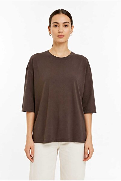 Tenra Women's Oversize Basic T-Shirt Relaxed Fit Half Sleeve Crew Neck