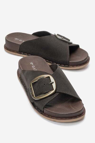 CCWAY AYAKKABI Single Buckle Women's Slippers Brown