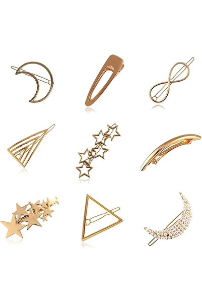 GENERAL 9 Pcs Hair Barrettes, Vintage Minimalist Gold Hair Clips, Elegant Hai...