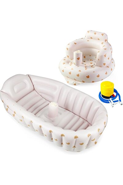 PandaEar 2Pack Baby Inflatable Bathtub & Baby Seat for Sitting Up 3 Months+, ...