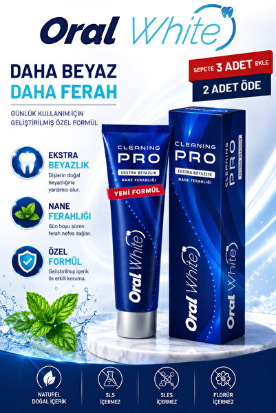 Oral White Cleaning Pro Ekstra Beyazlık Diş Macunu 75 ml - Yeni Formül