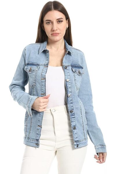 andora Womens Casual Long Sleeves Denim Jacket