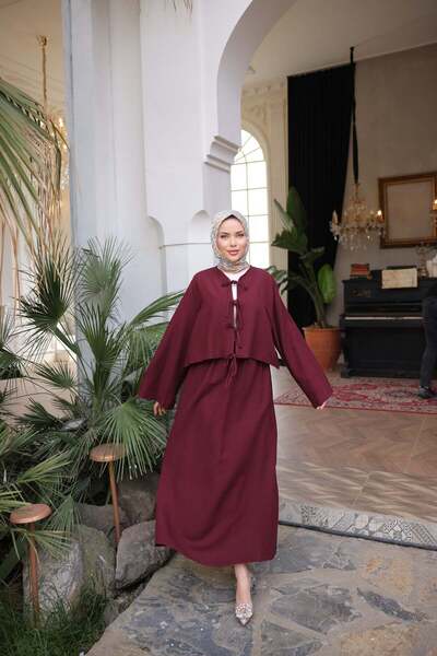 Bwest Alaçati Skirt Set - Bordo