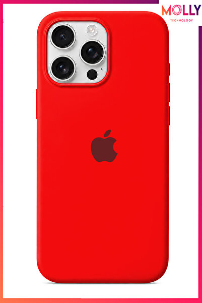 Molly iPhone 15 PRO İçin Kırmızı Lansman Soft İçi Kadife Silikon Kılıf
