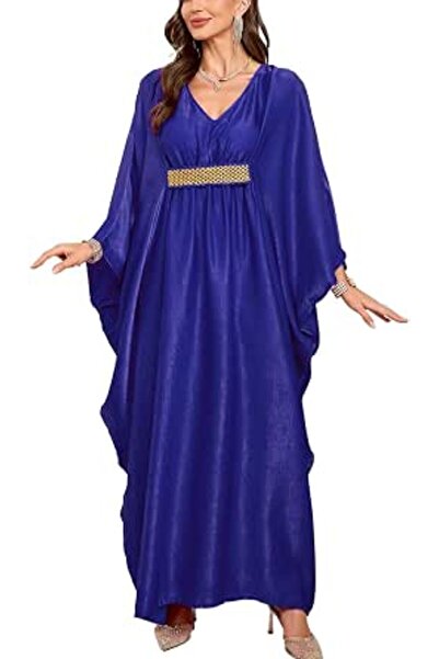 YouKD Women's Solid Color Bohemian Kaftan Dress Beach Cover Ups Plus Size Bat...