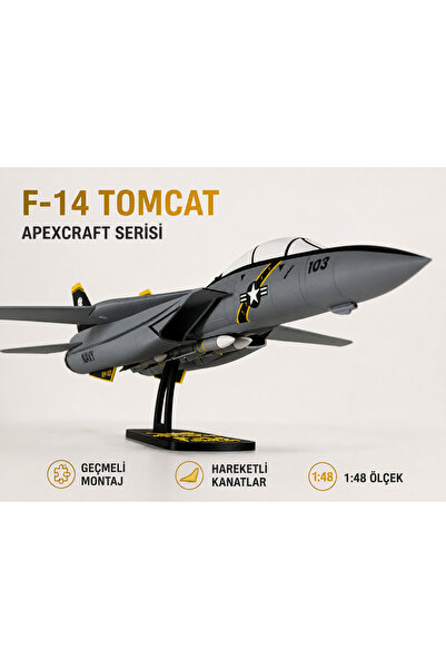 F-14 Tomcat 1:48 Ölçekli Model Uçak Dekoratif Maket Hareketli Kanatlı 3D Baskı