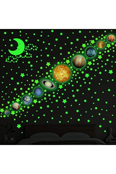HASTHIP ® Wall Decals for Home Decor- Glow-in-the-dark 9-Planets Stars Sticke...