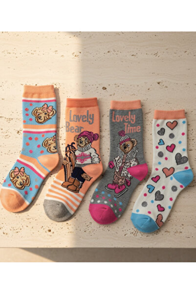 Katia&Bony Pack of 4 Lovely Bear Girl's Socks Patterned